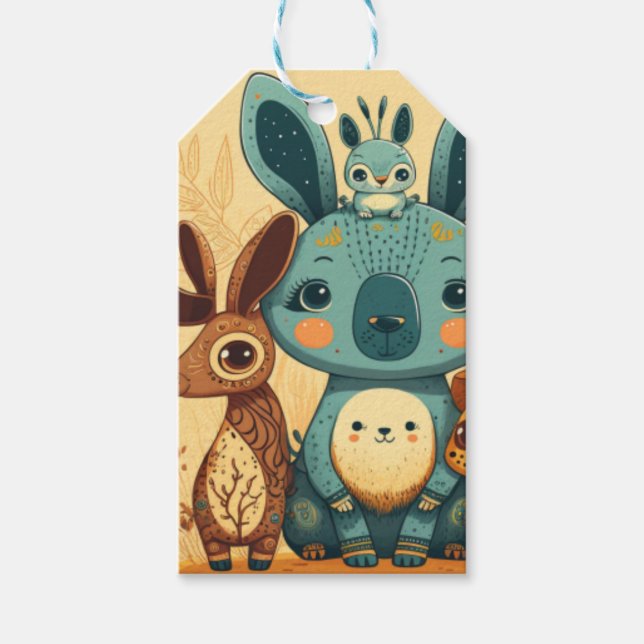 Étiquettes-cadeau Petit lapin floral boho personnalisé cadeau à l'ho (Devant)