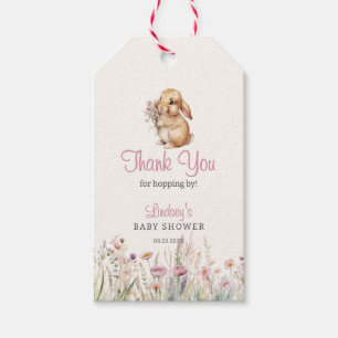 Étiquettes-cadeau Petit lapin floral pastel Merci