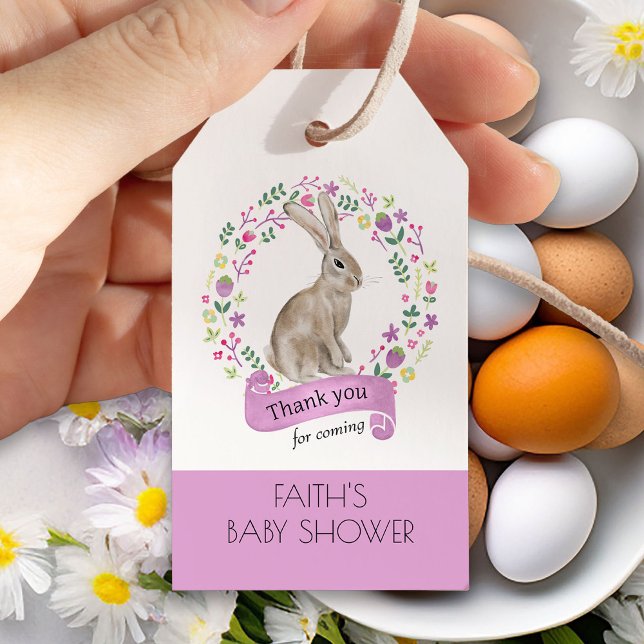 Étiquettes-cadeau Petit lapin lapin en Merci de fleurs mignonnes (Easter Rabbit Favor Tag from my Little Bunny & Little Lamb Baby Shower collection)