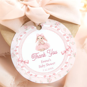 Étiquettes Cadeau Petit Lapin Rose Remerciement Baby Shower