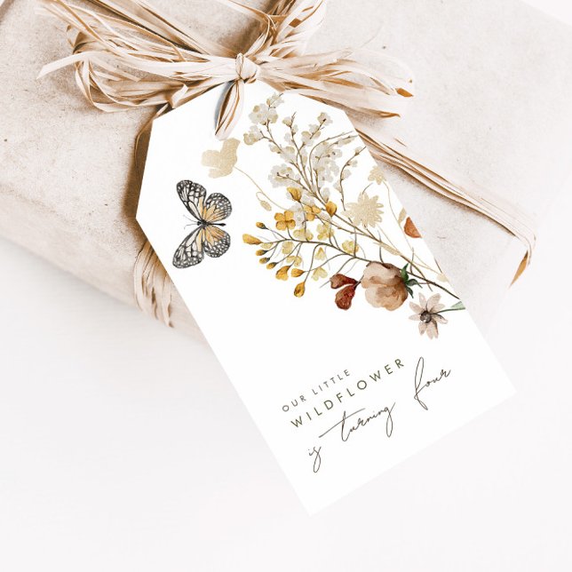Étiquettes-cadeau Petit papillon Fleur sauvage Fleurs Filles Favoris (Créateur téléchargé)