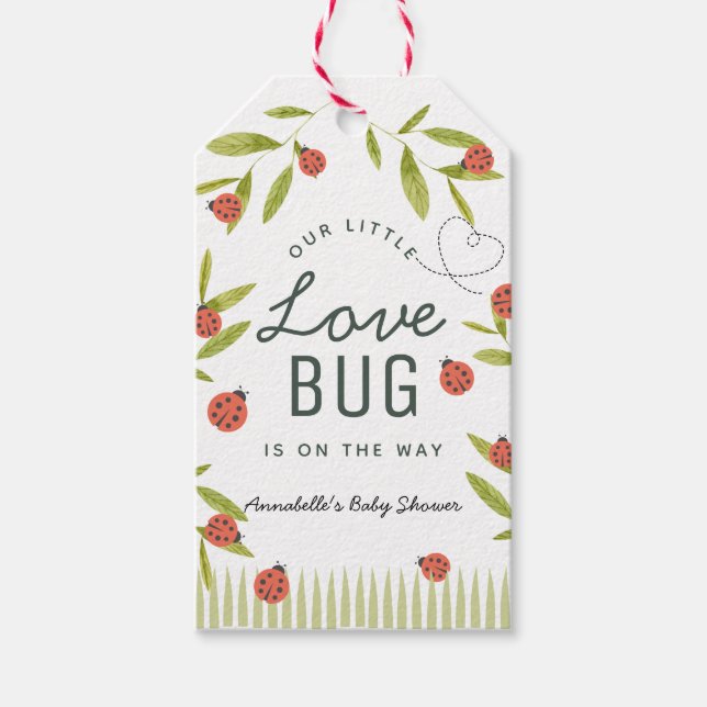 Étiquettes-cadeau Petit Papillon Ladybug Fête de Naissance Verte (Devant)