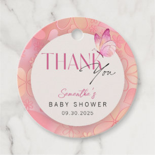 Étiquettes Cadeau Petit papillon sur le chemin Baby shower Merci
