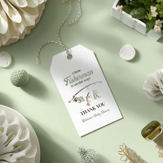 Étiquettes-cadeau Petit Pêcheur Clothesline Baby shower de pêche (Créateur téléchargé)