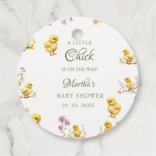 Étiquettes Cadeau Petit poussin est sur le chemin du baby shower agr