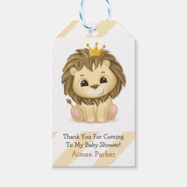 Étiquettes-cadeau Petit Prince Lion Boy Baby shower Merci (Devant)