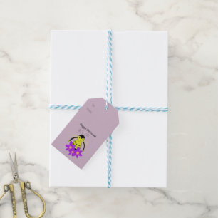 Étiquettes-cadeau Petite Abeille Avec Fleurs Violettes