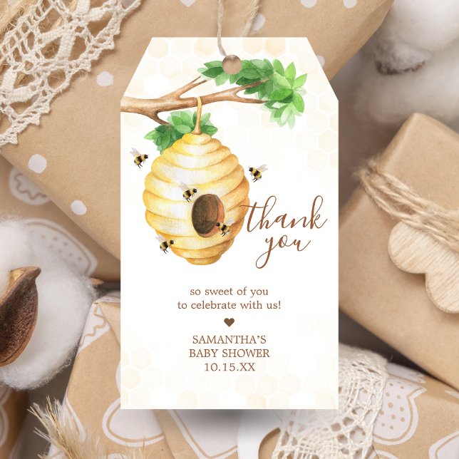 Étiquettes-cadeau Petite abeille de miel Baby shower Favoriser les é (Little Honey Baby Shower Favor Tags)