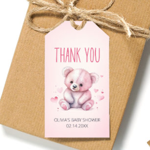 Étiquettes-cadeau Petite amoureuse ours Baby shower Merci