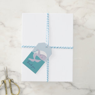 Étiquettes-cadeau Petite baleine à sauts graphiques