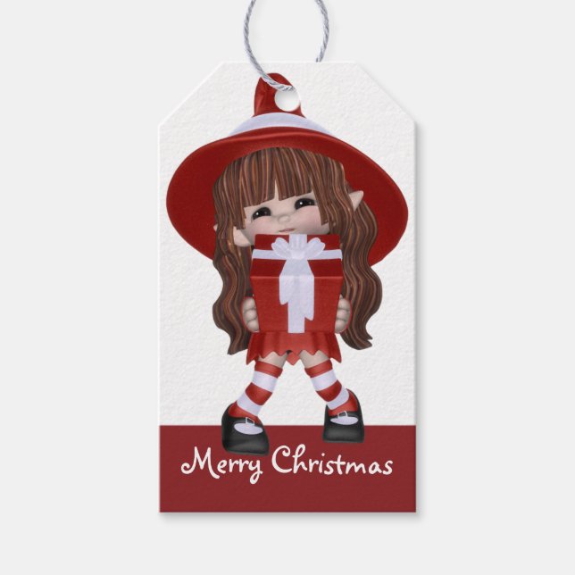 Étiquettes-cadeau Petite Brunette d2 Sorcière de Noël - (Devant)