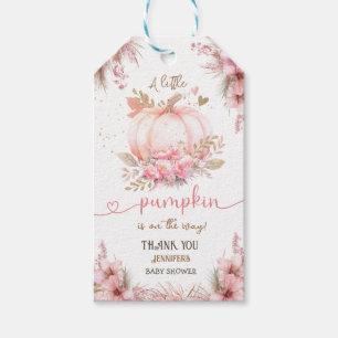 Étiquettes-cadeau Petite Citrouille Fête de Naissance Fille Rose Aut