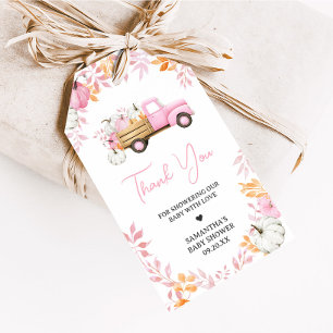 Étiquettes-cadeau Petite Citrouille Pink Truck Fall Baby Favy Tags
