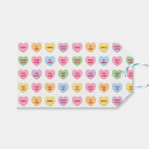 Étiquettes-cadeau Petite conversation pastel coeurs Saint Valentin