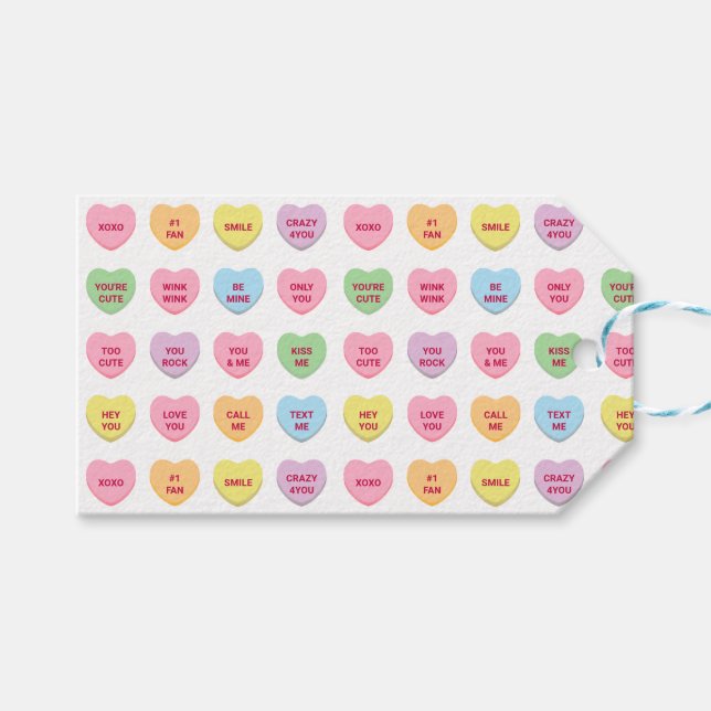 Étiquettes-cadeau Petite conversation pastel coeurs Saint Valentin (Devant (Horizontal))