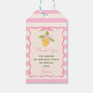 Étiquettes-cadeau Petite Coquine Lemon Pink 1er Anniversaire Merci
