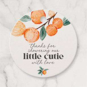 Étiquettes Cadeau petite cuite baby shower orange citrus faveur tag