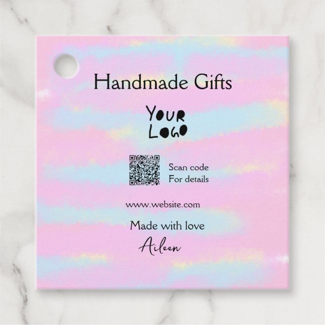 Étiquettes Cadeau Petite entreprise cadeaux faits main de l'amour QR (Devant)