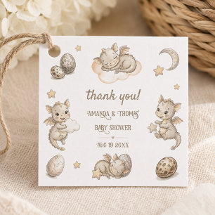 Étiquettes Cadeau Petite Fée Dragon Remerciements pour Baby Shower