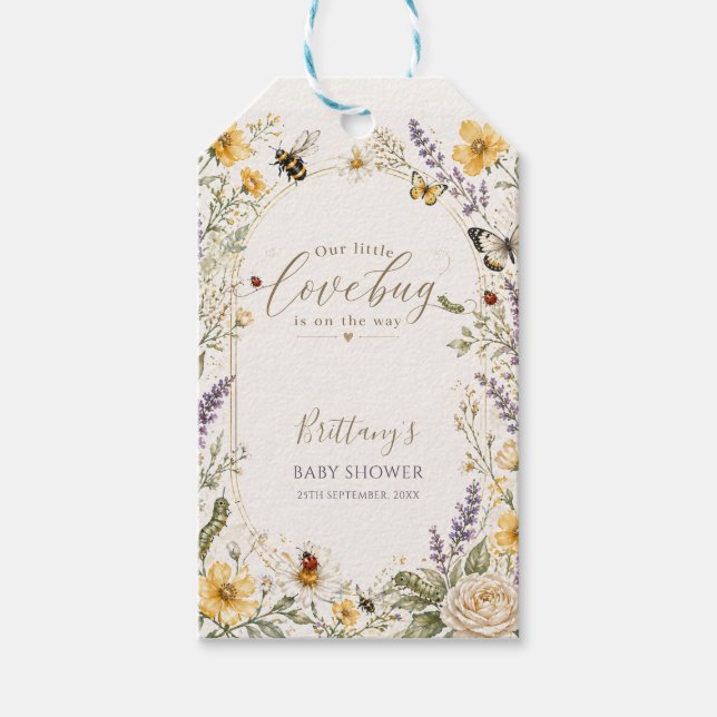 Étiquettes-cadeau Petite Fête de Naissance de Bébé Libellule Fleur S (Devant)