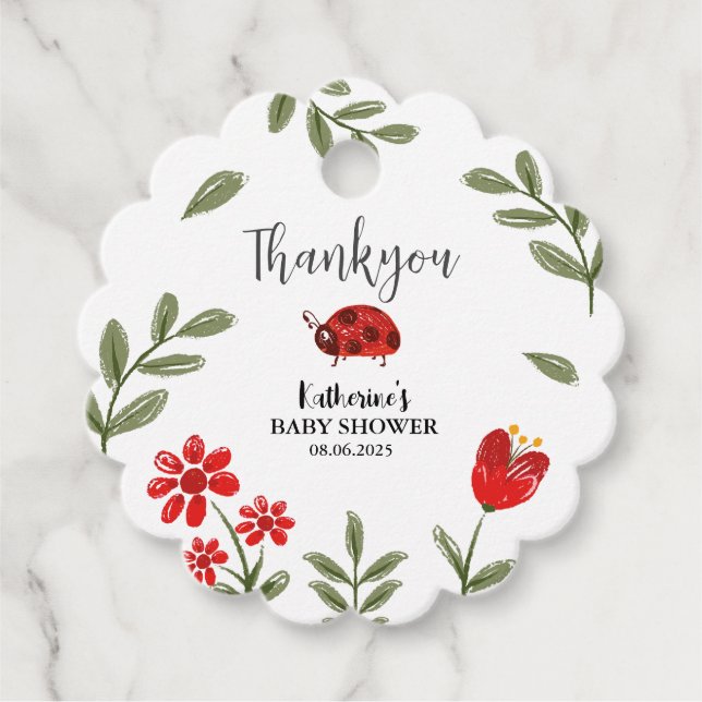 Étiquettes Cadeau Petite fille bug est en chemin fille baby shower (Devant)