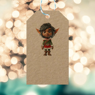 Étiquettes-cadeau Petite fille calme Noël Elf Kraft Tags cadeaux