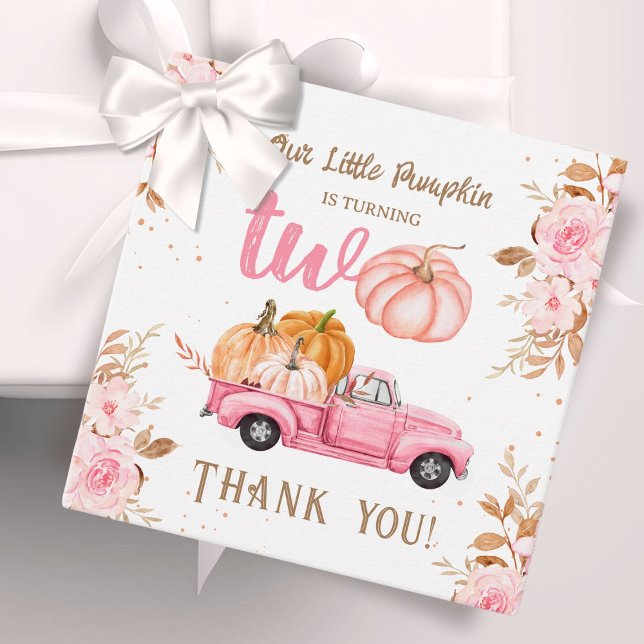 Étiquettes Cadeau Petite fille Citrouille Pink Truck Automne 2e anni (Créateur téléchargé)