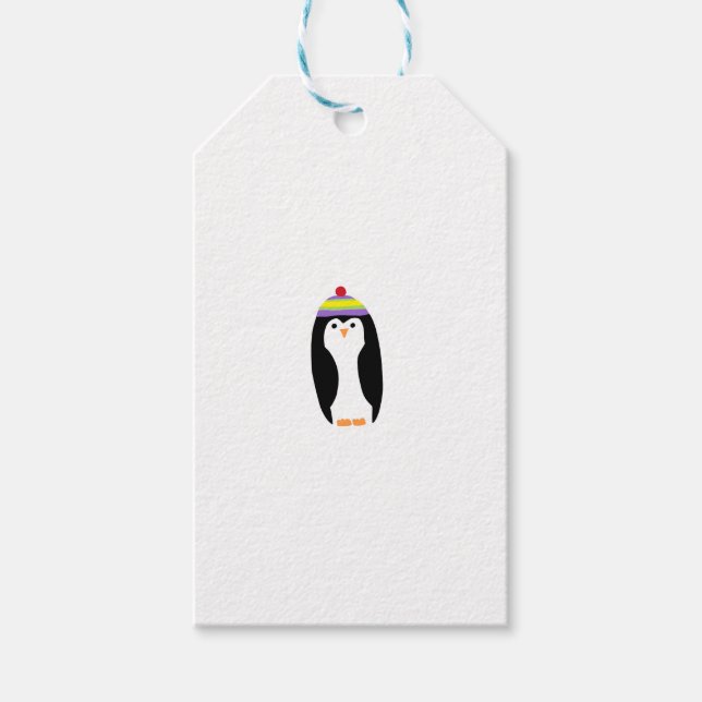 ÉTIQUETTES-CADEAU PETITE PENGUINE HIVER (Devant)