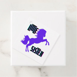 Étiquettes Cadeau Petite Soeur Poney Violet