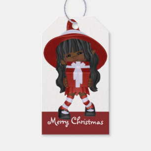 Étiquettes-cadeau Petite sorcière de Noël de l'Afro-américain d2 