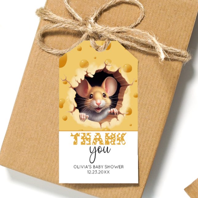 Étiquettes-cadeau Petite souris dans le Merci au fromage (Créateur téléchargé)
