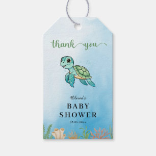 Étiquettes-cadeau Petite Tortue Éclose Sous la Mer Baby Shower