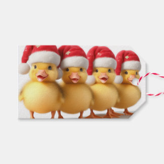 Étiquettes-cadeau Petits canards mignons avec chapeaux santa