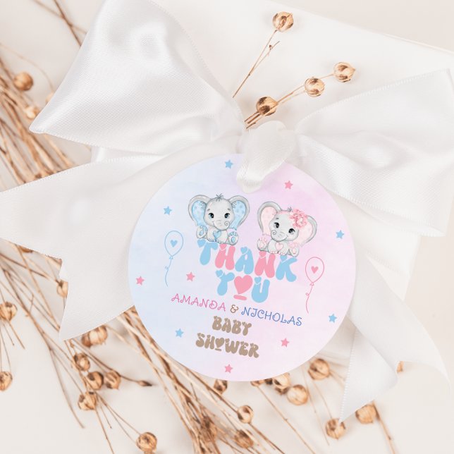 Étiquettes Cadeau petits jumeaux à arachide rose et Merci bleu (Créateur téléchargé)