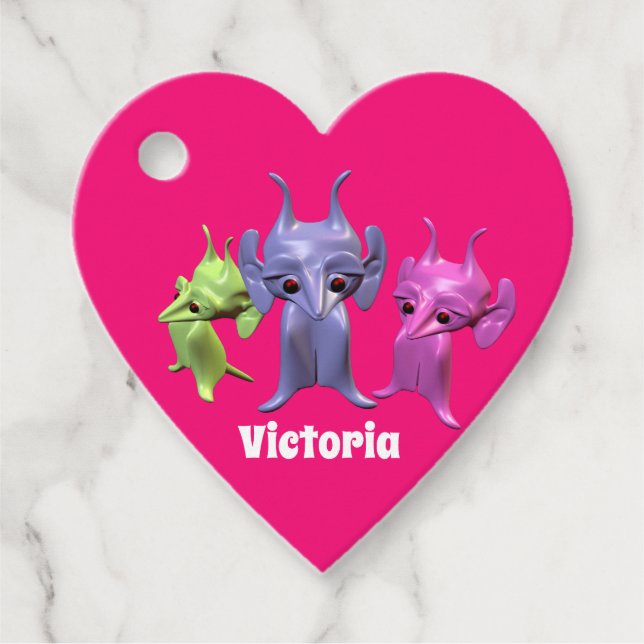 Étiquettes Cadeau Petits Martiens, personnalisés pour les enfants. (Devant)