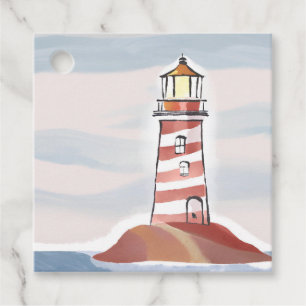 Étiquettes Cadeau Phare Classique   Aquarelle Côtière Océanique
