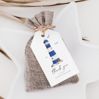 Étiquettes-cadeau Phare Nautique Minimal Merci d'Ahoy Boy