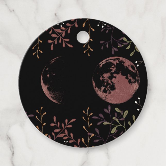 Étiquettes Cadeau Phases de lune foncée (Devant)