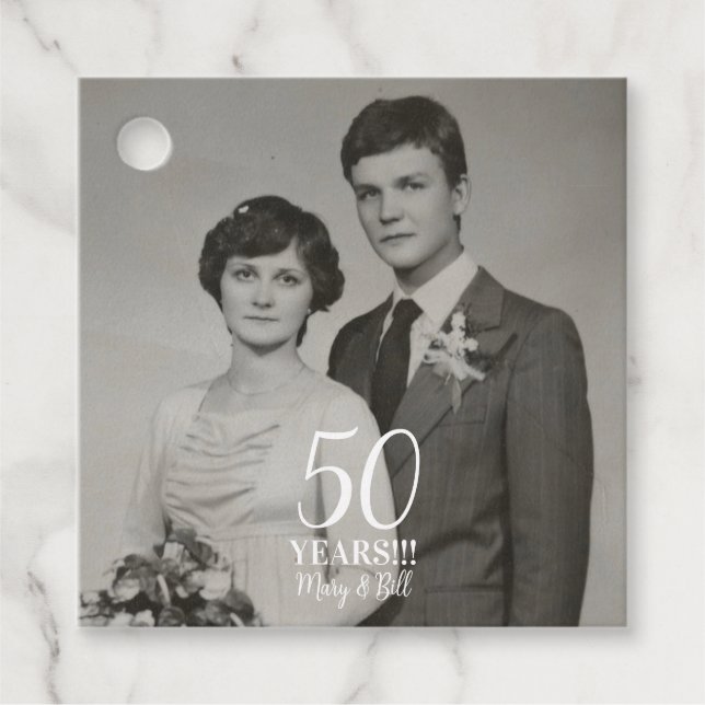 Étiquettes Cadeau photo anniversaire de mariage personnalisée modern (Devant)