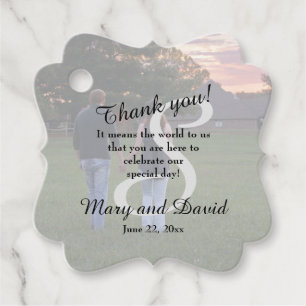 Étiquettes Cadeau Photo avec Mariage Monogram