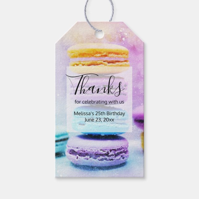 Étiquettes-cadeau Photo Colorful Delicious Macarons Merci (Devant)