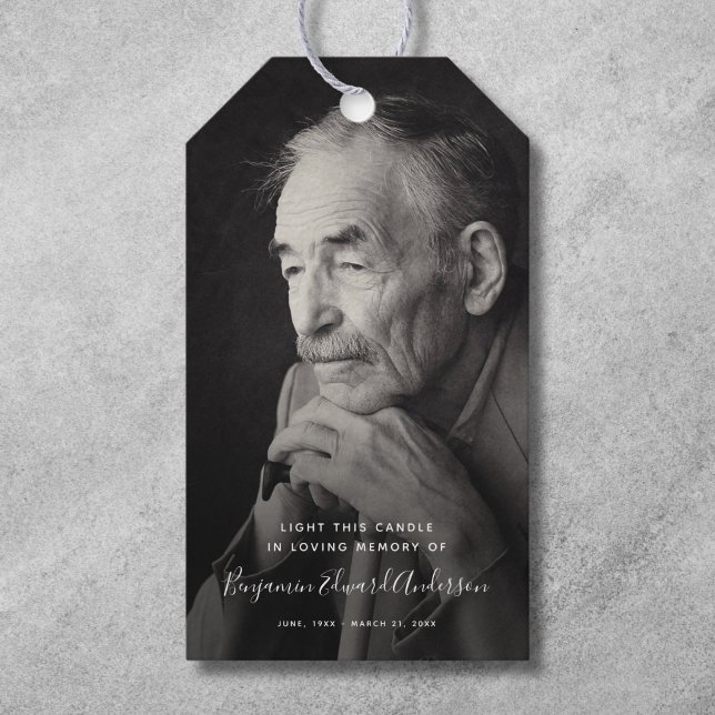Étiquettes-cadeau Photo commémorative Bougie Funeral Keepsaké (Créateur téléchargé)