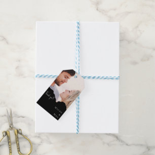 Étiquettes-cadeau Photo Couple personnalisée Mariage B/W