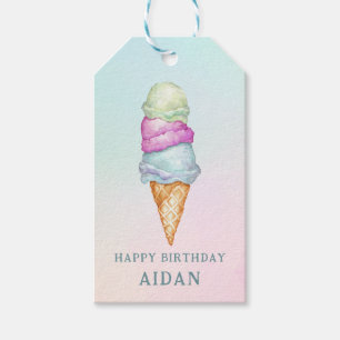 Étiquettes-cadeau Photo de fête d'anniversaire de glace d'été amusan