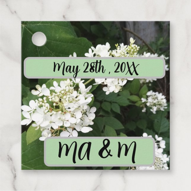 Étiquettes Cadeau Photo d'hydrangea pour la fête de fiançailles (Devant)