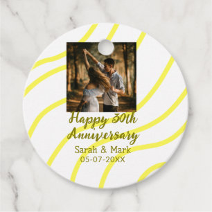 Étiquettes Cadeau Photo doré jaune 30e anniversaire de mariage nom