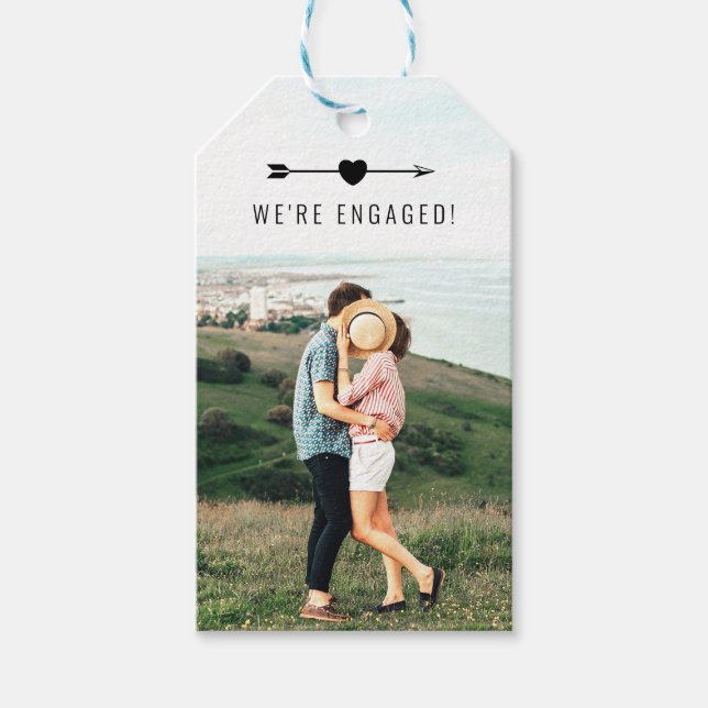 Étiquettes-cadeau Photo légère | FAIRE-PART FIANÇAILLES | Balise cad (Devant)