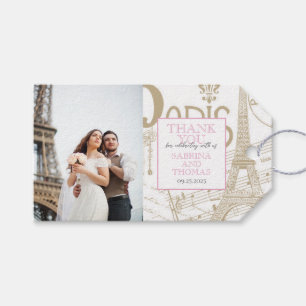 Étiquettes-cadeau Photo Mariage de Paris rose