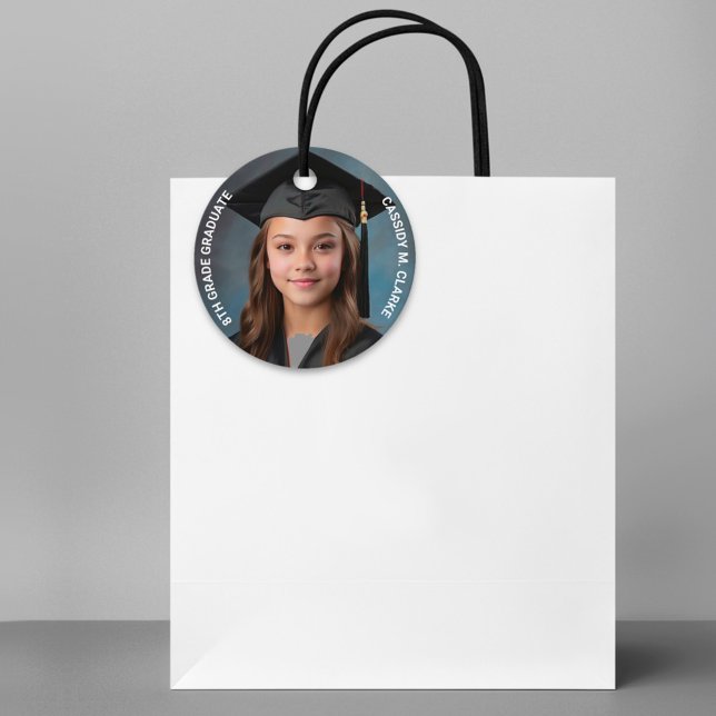 Étiquettes Cadeau Photo minimaliste 8e année (Créateur téléchargé)