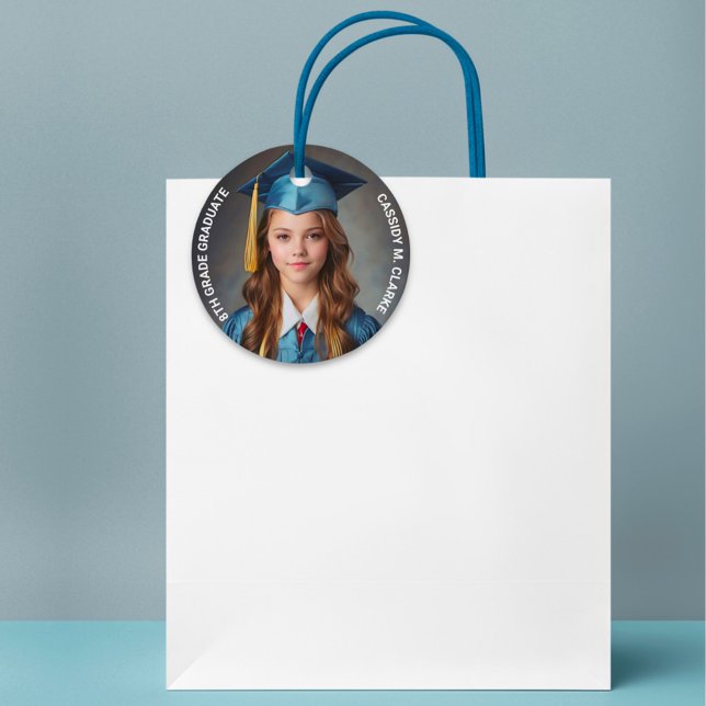 Étiquettes Cadeau Photo minimaliste 8e année (Créateur téléchargé)